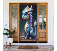 Decorazioni per porte - Stampa colorata dragone lettura n. 785 Banner per porta autunno inverno per davanti, copertura per cartello primaverile estivo da appendere per esterni e interni, decorazione