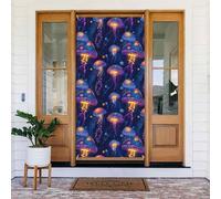 Decorazioni per porte - Stampa colorata viola medusa autunno inverno banner per porta anteriore, copertura per cartello primaverile estivo da appendere sfondo per esterni interni ed esterni
