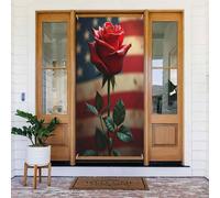 Decorazioni per porte - stampa con bandiera rossa rosa n. 527 striscioni per porte autunnali e invernali, per la primavera e l'estate, sfondo da appendere per esterni e interni, decorazione da parete