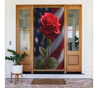 Decorazioni per porte - stampa con bandiera rossa rosa n. 543 striscioni per porte per autunno inverno per davanti, copertura per cartelli primaverili ed estivi, da appendere, per esterni e interni