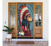 Decorazioni per porte - Stampa con cane anziano n. 5 striscioni per porte primaverili ed estive per davanti, per autunno e inverno, sfondo da appendere per esterni e interni, decorazione da parete