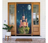 Decorazioni per porte - Stampa con castello rosa n. 146 Primavera Estate Striscione per porta anteriore, Autunno Inverno Segnale Copertura Banner Appeso Sfondo per esterni Interni Eve Decorazione da