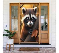 Decorazioni per porte - Stampa con foglie cadute di procione n. 61 striscioni per porte autunnali e invernali, per la primavera, l'estate, da appendere, per esterni e interni, decorazione da parete