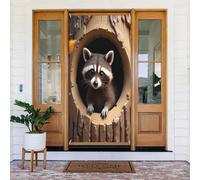 Decorazioni per porte - Stampa con foro dell'albero di procione n. 37 striscioni per porta primaverile estate per davanti, cartello autunnale invernale da appendere per esterni e interni, decorazione