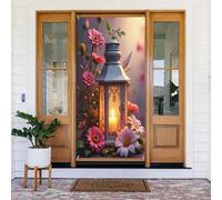 Decorazioni per porte - Stampa con lanterna e fiore n. 16 striscioni per porte anteriori primaverili ed estive, per autunno e inverno, da appendere, per esterni e interni, decorazione da parete, 1,8 x