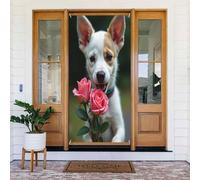 Decorazioni per porte - Stampa con rosa canina n. 442 striscioni per porte anteriori autunnali e invernali, copertura per cartelli primaverili ed estivi, sfondo da appendere per esterni e interni