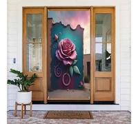 Decorazioni per porte - Stampa da parete 3D con rose n. 853 striscioni per porte primaverili ed estive, per la parte anteriore, per autunno e inverno, da appendere, per esterni e interni, 1,8 x 0,9 m