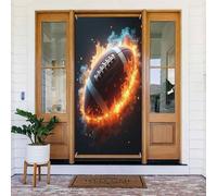 Decorazioni per porte - Stampa di calcio con fuoco d'acqua fredda n. 18, striscioni per porte autunnali e invernali, per la primavera, l'estate, da appendere, per esterni e interni, decorazione da