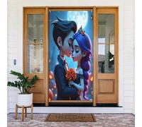 Decorazioni per porte - Stampa di classe con coppia di cartoni animati n. 12 striscioni per porta primaverile estate per davanti, autunno inverno, cartello da appendere per esterni e interni