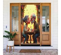 Decorazioni per porte - Stampa di classe con coppia di cartoni animati n. 4 striscioni per porte autunnali e invernali per davanti, per primavera ed estate, sfondo da appendere per esterni e interni