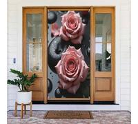 Decorazioni per porte - Stampa di classe con rose n. 501 striscioni per porte primaverili ed estive per davanti, per autunno e inverno, sfondo da appendere per esterni, interni, decorazione da parete