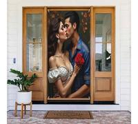 Decorazioni per porte - stampa di coppia rosa rossa n. 642 striscioni per porta primaverile estate per davanti, cartello autunnale invernale, sfondo da appendere per esterni e interni, decorazione da