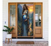 Decorazioni per porte - Stampa di donne della Terra dei cartoni animati n. 8 striscioni per porte autunnali e invernali, per la primavera e l'estate, sfondo da appendere per esterni e interni