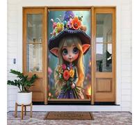 Decorazioni per porte - Stampa di elfi dei cartoni animati n. 15 striscioni per porte anteriori autunnali e invernali, per primavera ed estate, sfondo da appendere per esterni e interni, decorazione