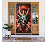 Decorazioni per porte - Stampa di fiori demoniaci in stile cartone animato n. 3 striscioni per porte autunnali e invernali, per la primavera, l'estate, da appendere, per esterni e interni, decorazione