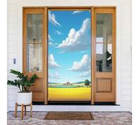 Decorazioni per porte - Stampa di nuvole di campagna in stile cartone animato n. 5 striscioni per porte autunnali e invernali, per la primavera, l'estate, da appendere, per esterni e interni