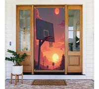 Decorazioni per porte - Stampa di pallacanestro in stile cartone animato n. 82 striscioni per porte per autunno inverno per davanti, per primavera ed estate, sfondo da appendere per esterni e interni