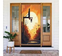 Decorazioni per porte - Stampa di pallacanestro in stile cartone animato n. 84 striscioni per porte per autunno inverno per davanti, per primavera ed estate, sfondo da appendere per esterni e interni