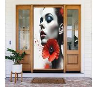 Decorazioni per porte - Stampa di papaveri con donne n. 73 per autunno inverno striscione per porta anteriore, copertura per cartello primaverile estivo da appendere per esterni e interni, decorazione