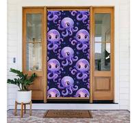 Decorazioni per porte - Stampa di polpo viola in stile cartone animato 1 stampa autunno inverno striscione per porta anteriore, copertura per cartello primaverile estivo da appendere sfondo per