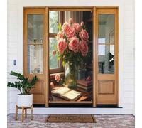 Decorazioni per porte - Stampa di un libro di rose luminose n. 514 striscioni per porte anteriori autunnali e invernali, per primavera ed estate, sfondo da appendere per esterni, interni, decorazione