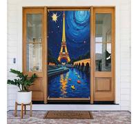 Decorazioni per porte - Stampa Eiffel primavera estate notte Eiffel n. 22 striscioni per porta per davanti, copertura per cartello invernale autunnale, sfondo da appendere per esterni e interni