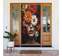 Decorazioni per porte - Stampa floreale con corona da donna n. 12 striscioni per porte autunnali e invernali, per la primavera e l'estate, sfondo da appendere per esterni e interni, decorazione da
