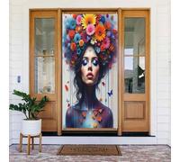 Decorazioni per porte - Stampa floreale con corona da donna n. 15 striscioni per porte autunnali e invernali, per la primavera e l'estate, sfondo da appendere per esterni e interni, decorazione da