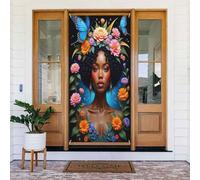 Decorazioni per porte - Stampa floreale con corona da donna n. 5 striscioni per porte primaverili ed estive per davanti, per autunno e inverno, sfondo da appendere per esterni e interni, decorazione