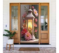 Decorazioni per porte - Stampa floreale con lanterna luminosa n. 15 striscioni per porte autunnali e invernali, per la primavera e l'estate, sfondo da appendere per esterni e interni, decorazione da