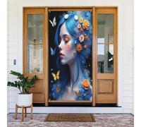 Decorazioni per porte - Stampa floreale farfalla signora n. 321 striscione per porta primavera estate per davanti, cartello autunnale invernale da appendere sfondo per esterni e interni decorazione da