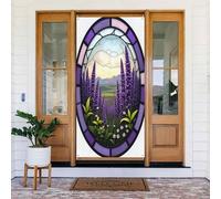 Decorazioni per porte - Stampa floreale viola n. 313 striscioni per porte per autunno inverno per davanti, copertura per cartelli primaverili ed estivi, da appendere, per esterni e interni