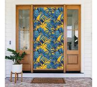 Decorazioni per porte - Stampa gialla con pianta tropicale autunno inverno striscioni per porta anteriore, copertura per cartello primaverile estivo da appendere per esterni e interni, decorazione da