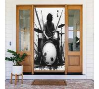 Decorazioni per porte - Stampa minimalista con batterista, n. 4, striscioni per porte autunnali e invernali, per la primavera e l'estate, da appendere, per esterni e interni, decorazione da parete