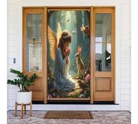 Decorazioni per porte - Stampa moderna con angelo n. 3 striscioni per porte autunnali e invernali, per la primavera e l'estate, sfondo da appendere per esterni e interni, decorazione da parete, 1,8 x