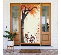 Decorazioni per porte - Stampa moderna con bicicletta rossa n. 7 striscioni per porte autunnali e invernali, per la primavera e l'estate, sfondo da appendere per esterni e interni, decorazione da