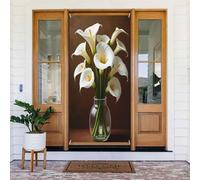 Decorazioni per porte - Stampa moderna con calle bianche n. 18, striscioni per porte anteriori primaverili ed estivi, per autunno e inverno, da appendere, per esterni e interni, 1,8 x 0,9 m