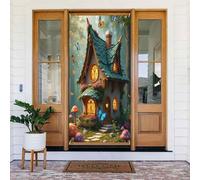 Decorazioni per porte - stampa moderna con castello di farfalle n. 1224 striscioni per porte anteriori primaverili ed estive, per autunno e inverno, da appendere, per esterni e interni, 1,8 x 0,9 m