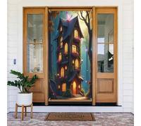 Decorazioni per porte - stampa moderna con castello di farfalle n. 1226 striscioni per porte anteriori primaverili ed estive, per autunno e inverno, da appendere, per esterni e interni, 1,8 x 0,9 m