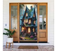 Decorazioni per porte - stampa moderna con castello di farfalle n. 1227 striscioni per porte anteriori primaverili ed estive, per autunno e inverno, da appendere, per esterni e interni, 1,8 x 0,9 m