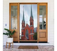 Decorazioni per porte - stampa moderna con chiesa n. 19 striscioni per porte autunnali e invernali, per la primavera e l'estate, sfondo da appendere per esterni e interni, decorazione da parete, 1,8 x