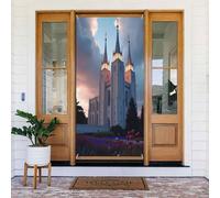 Decorazioni per porte - Stampa moderna con chiesa n. 21 striscioni per porte primaverili ed estive, per la parte anteriore, per autunno e inverno, da appendere, per esterni e interni, decorazione da