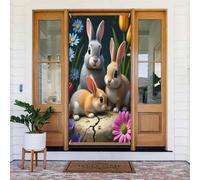 Decorazioni per porte - Stampa moderna con coniglietto n. 53 per autunno inverno porta per davanti, copertura per cartello primaverile estivo da appendere per esterni e interni, decorazione da parete