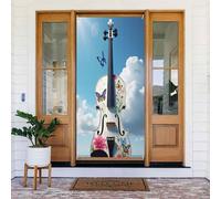 Decorazioni per porte - stampa moderna con farfalla e chitarra n. 821 striscione per porta primaverile estate per davanti, cartello autunnale invernale, sfondo da appendere per esterni e interni