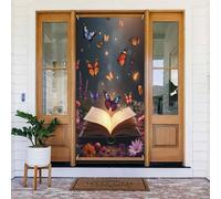 Decorazioni per porte - stampa moderna con farfalla e libro n. 406 striscioni per porta primaverile estate per davanti, cartello autunnale invernale, sfondo da appendere per esterni e interni