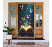 Decorazioni per porte - stampa moderna con farfalla e libro n. 9 striscioni per porte autunnali e invernali, per la primavera e l'estate, sfondo da appendere per esterni e interni, decorazione da