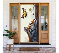 Decorazioni per porte - stampa moderna con farfalla e tigre n. 658 striscioni per porte anteriori autunnali e invernali, copertura per cartelli primaverili ed estivi, sfondo da appendere per esterni e