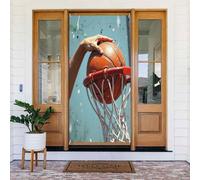 Decorazioni per porte - Stampa moderna con pallacanestro n. 79, striscioni per porte anteriori e autunnali, per interni ed esterni, 1,8 x 0,9 m