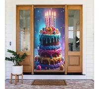 Decorazioni per porte - Stampa moderna con torta n. 17 striscioni per porte autunnali e invernali, per la primavera e l'estate, sfondo da appendere per esterni e interni, decorazione da parete, 1,8 x