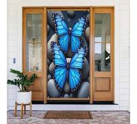 Decorazioni per porte - stampa moderna farfalla azzurra n. 553 striscioni per porte autunnali e invernali, per la primavera e l'estate, sfondo da appendere per esterni e interni, decorazione da parete
